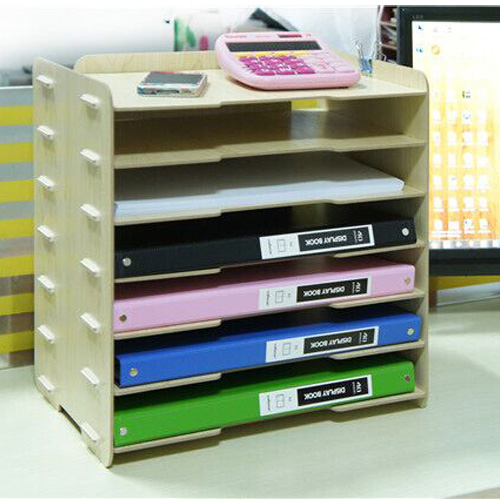 087木质高档资料文件架办公用品A4纸桌面档案分类收纳柜6层包邮