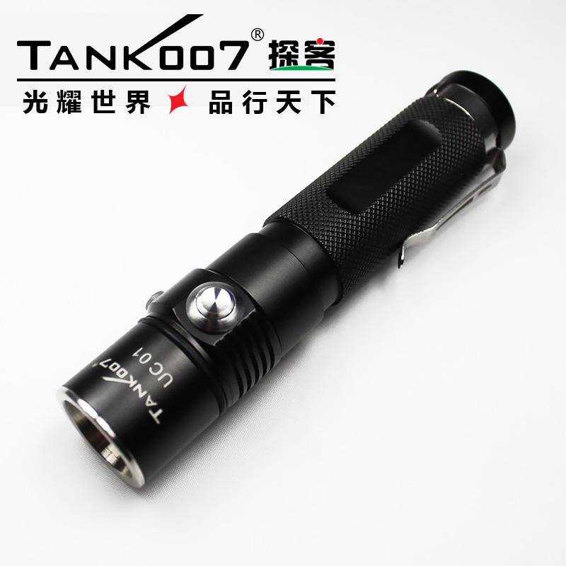 tank007探客uc01笔夹强光手电筒18650电池USB充电户外手电