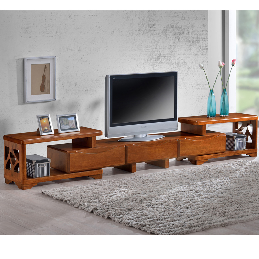 木宫家具全实木电视柜 橡木电视柜中式客厅 可伸缩 影视柜家具