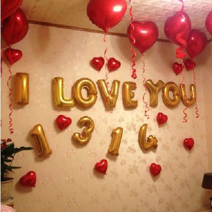 16寸金色字母数字铝膜气球生日节日派对婚房婚礼布置铝膜字母气球