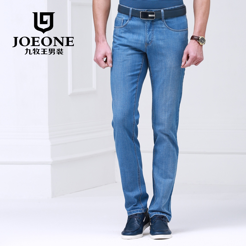 聚九牧王男装夏季薄款商务合体jeans休闲直筒男士牛仔裤JJ152101T