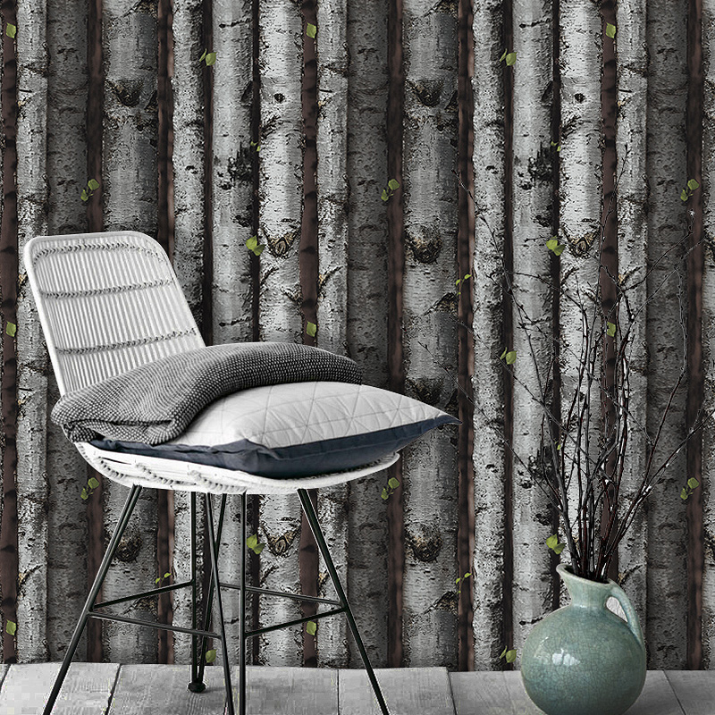 北欧宜家森林树木木头树皮木纹个性壁纸服装店餐厅咖啡馆背景墙纸