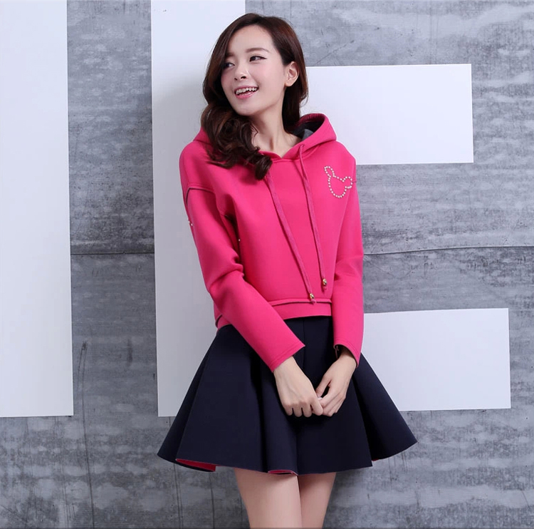 新款秋装韩版带帽卫衣裙子时尚休闲气质可爱减龄显瘦女装两件套裙