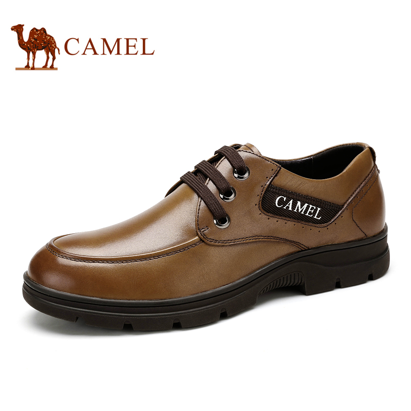 Camel 骆驼正品2015春季新款商务休闲皮鞋真皮头层皮英伦系带男鞋