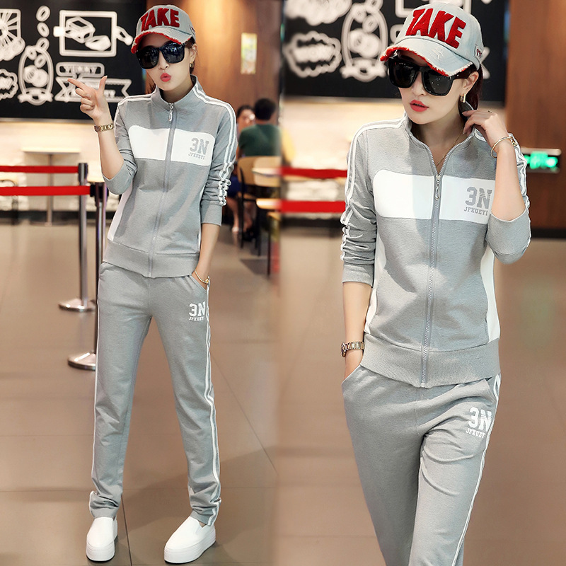 XR秋季新款韩版显瘦大码休闲时尚运动服两件套学生服套装女潮