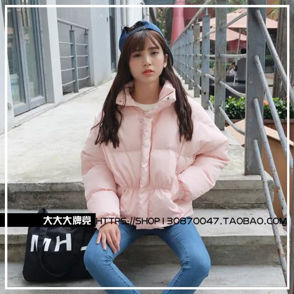 韩国代购2015冬装纯色加厚面包服女棉服短款学生修身外套