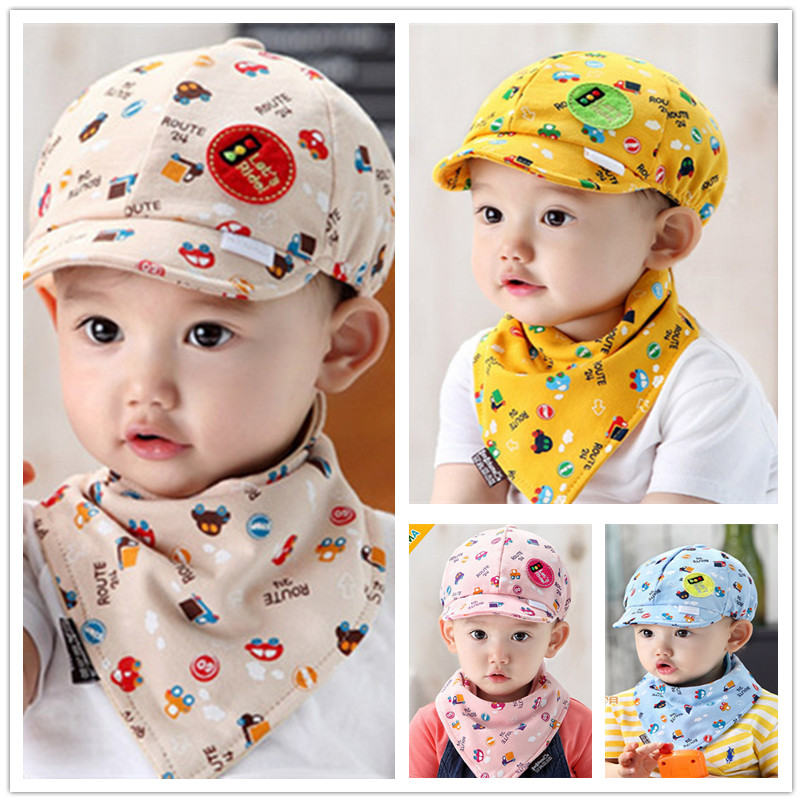 秋天男女宝宝鸭舌帽子0-3-6-12个月遮阳1-2岁宝宝儿童鸭舌帽套装