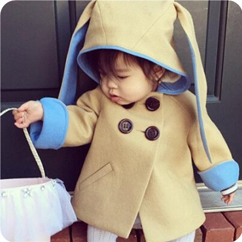 韩国爆款冬装男女童装婴儿可爱长兔耳朵加绒加厚保暖棉服外套大衣