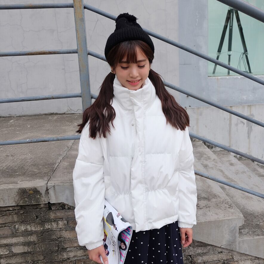 2015韩版时尚纯色宽松棉服短款加厚保暖学生外套防寒面包服棉衣女