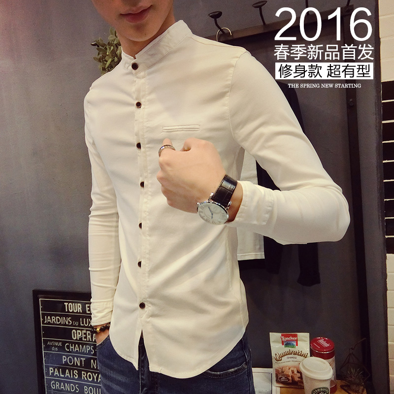 2015春季男装新款韩版简约型男打底男士长袖修身衬衫休闲衬衣男潮