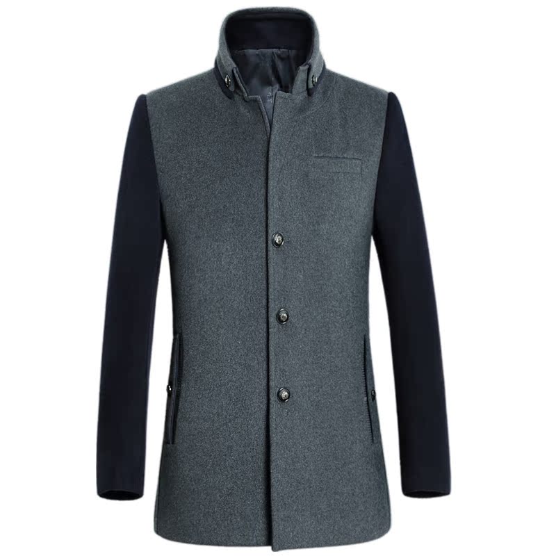 显比2015秋冬新品澳洲羊毛呢大衣时尚男式羊绒呢外套中长款风衣男
