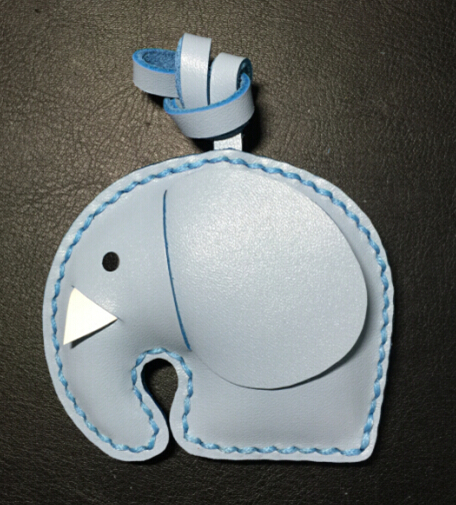 小K纯手工定制 大象动物牛皮汽车钥匙扣包挂创意生日礼物挂件挂饰
