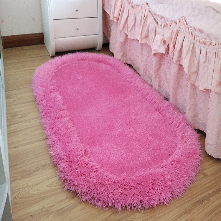 加厚加密弹力丝椭圆形卧室床边地毯包邮可订制尺寸