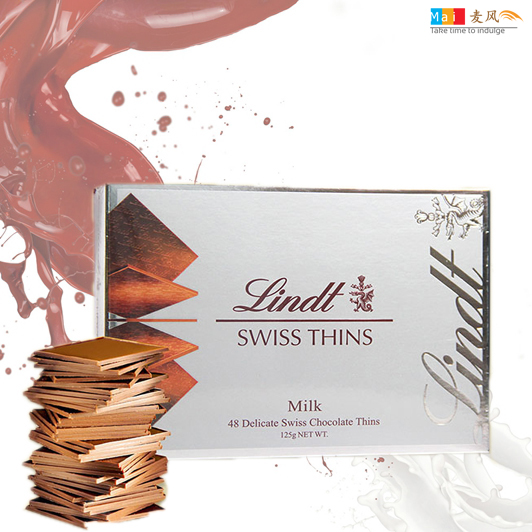 瑞士莲/Lindt瑞士原装进口世界尖端巧克力经典薄片牛奶礼盒125克
