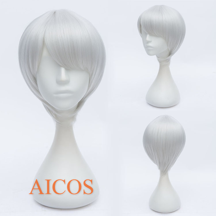 【AICOS】cos假发 银时 拉格 白一护/银白色cos假发 收脸短发
