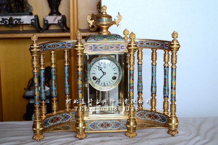 钟 珐琅四明钟 景泰蓝全铜古典钟表 西洋古玩机械台钟 家居装饰钟