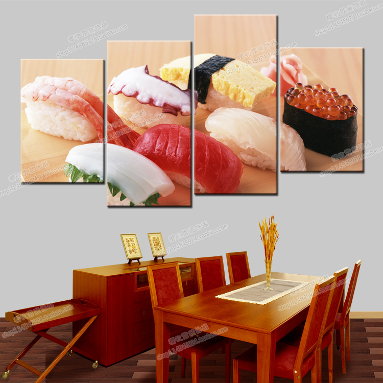 日本料理店装饰画日式浮世绘餐厅美食挂画日本寿司三文鱼无框画