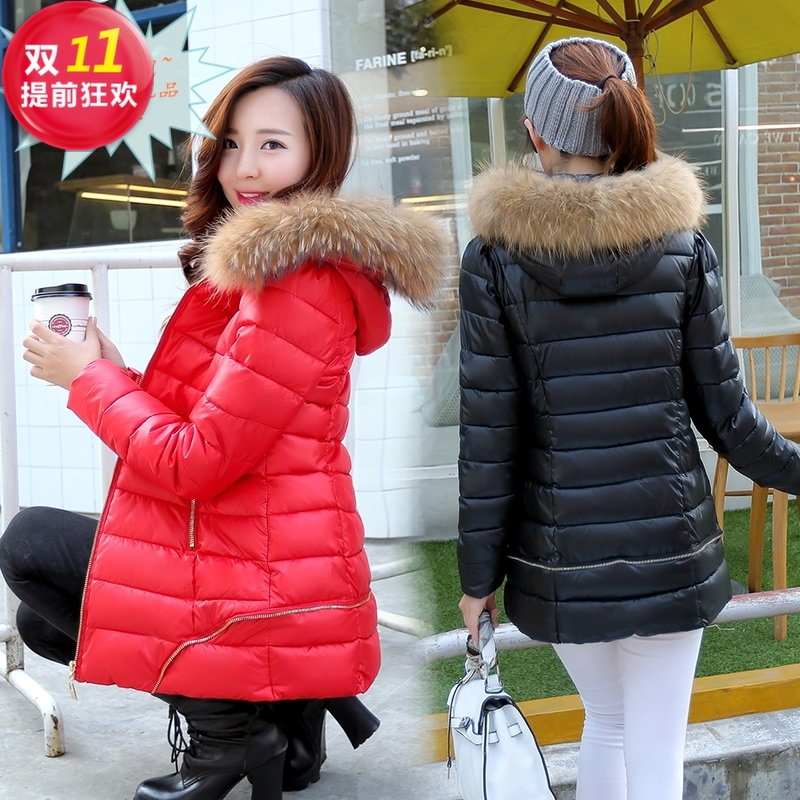 棉衣女2015年冬装新款韩版中长款棉袄修身显瘦时尚防寒棉服外套