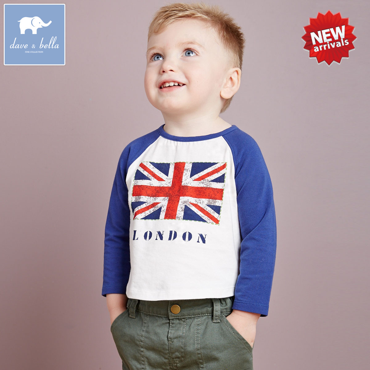 davebella戴维贝拉男童秋装新款宝宝婴儿卡通长袖T恤TX