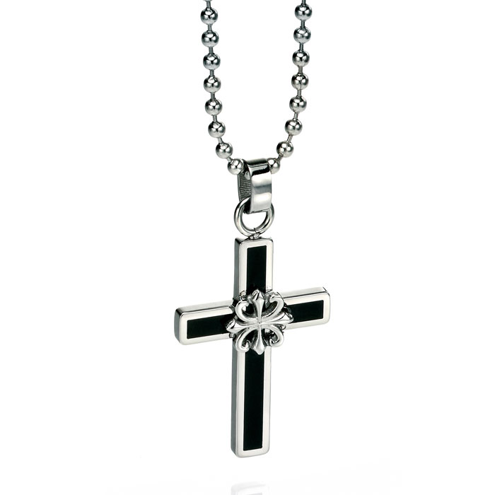 fredbennett英国进口男士饰品P3942男士项链不锈钢镶嵌珐琅十字架