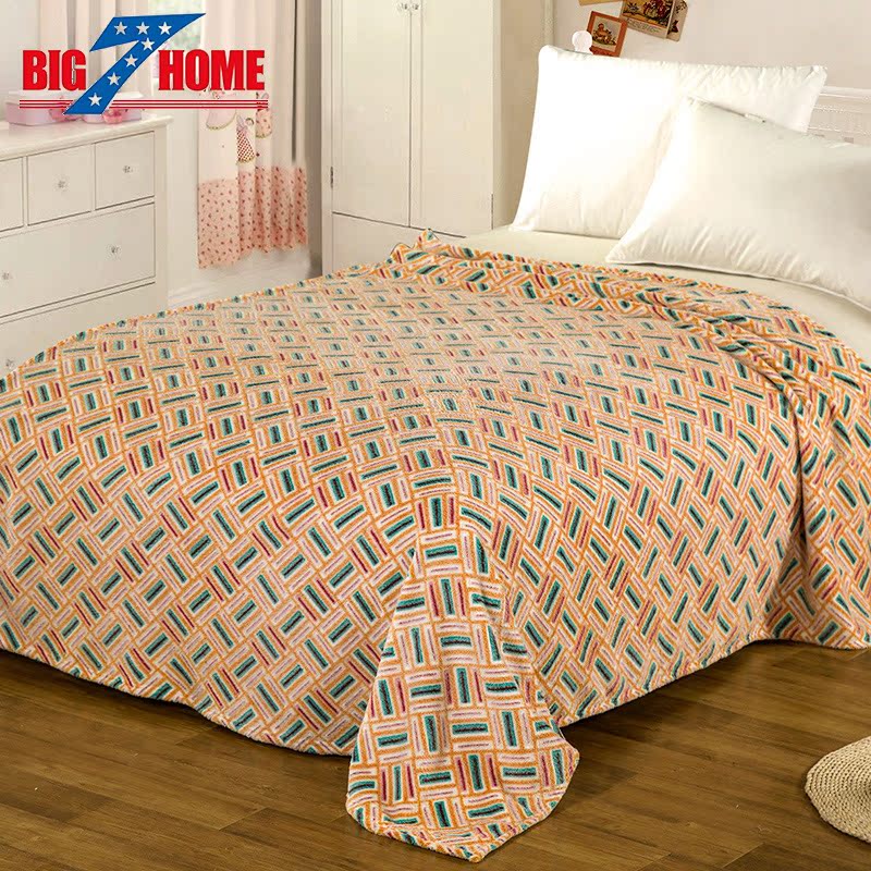 BIG 7 HOME超柔 艺术提花双人毛毯 超柔珊瑚绒毛毯 保暖四季毯子