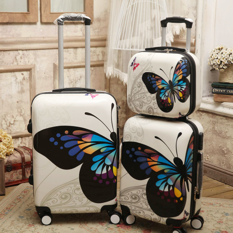 正品蝴蝶子母箱拉杆箱万向轮学生行李箱女旅行箱20寸24寸登机箱女
