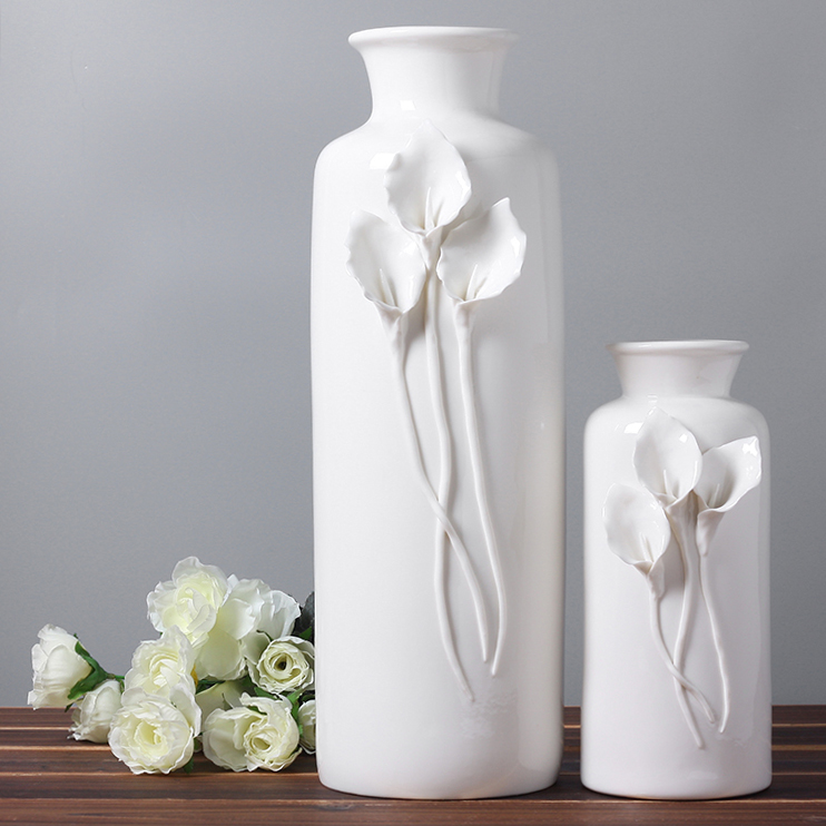 陶瓷干花花器花瓶 客厅工艺时尚摆件 现代简约陶瓷台面花瓶