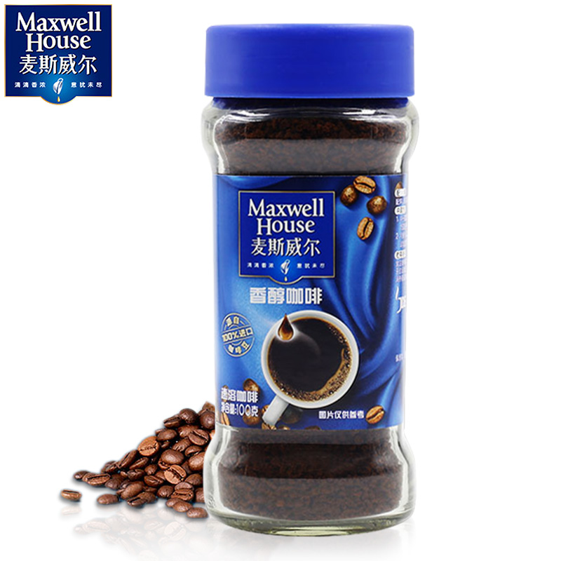 麦斯威尔 速溶咖啡粉香醇咖啡黑咖啡纯咖啡 100g瓶装