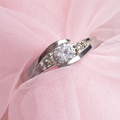 925纯银铂金一对情侣钻石戒指男女开口活口对戒仿真结婚指环饰品