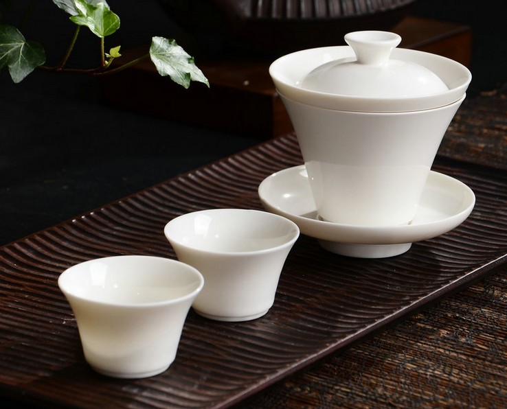 白瓷陶瓷功夫便携旅行茶具旅游三才盖碗一壶二杯快客杯泡茶器特价
