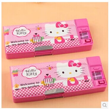 14新款正品hello kitty笔盒凯蒂猫多功能双开铅笔盒学生文具盒