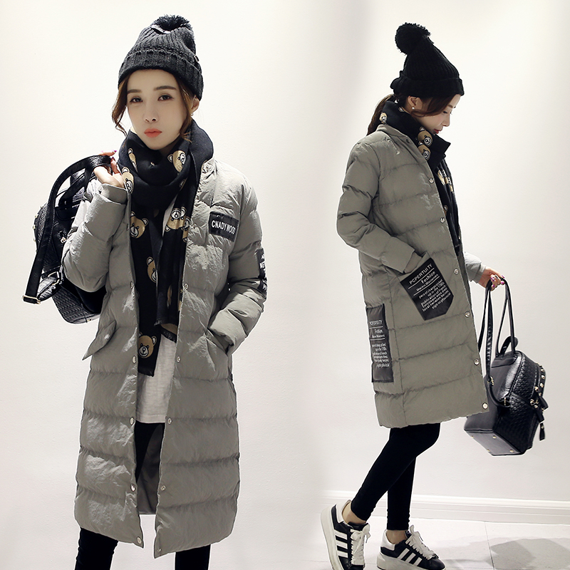 2015冬季新款女士韩版修身棉袄中长款棒球服棉衣女时尚棉服外套潮
