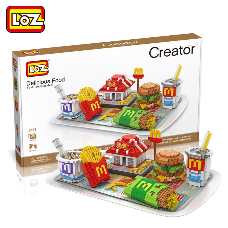 正品LOZ小颗粒积木麦当劳套餐钻石积木diy拼装玩具微钻积木益智类