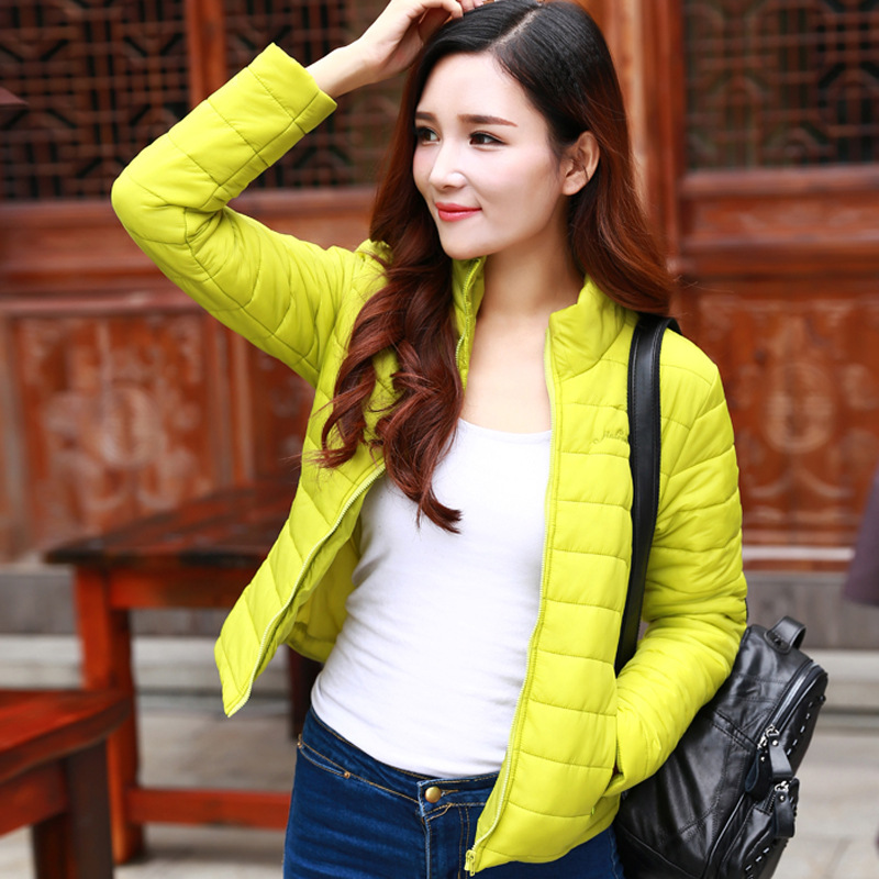 2015女冬装外套棉衣短款学生新款韩版时尚A字版长袖立领拉链棉服