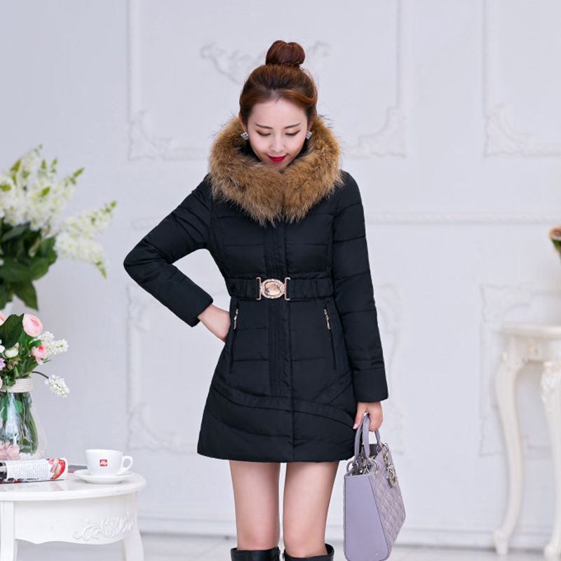 2015韩版冬季时尚羽绒棉中长款女装 羽绒服 修身加厚外套女士棉衣