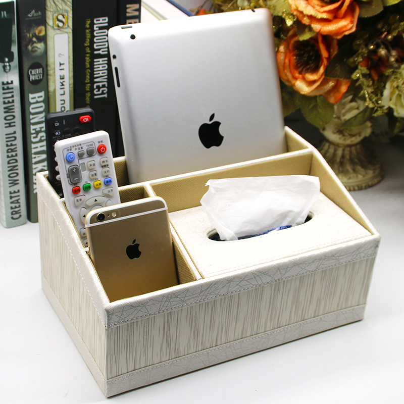 简约创意欧式纸巾盒 家用客厅茶几多功能抽纸盒 皮革餐巾纸收纳盒