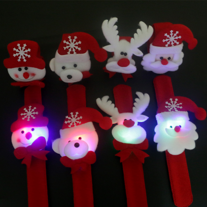 圣诞节礼物手镯手环圣诞老人小熊拍拍圈 雪人麋鹿发光带灯啪啪圈