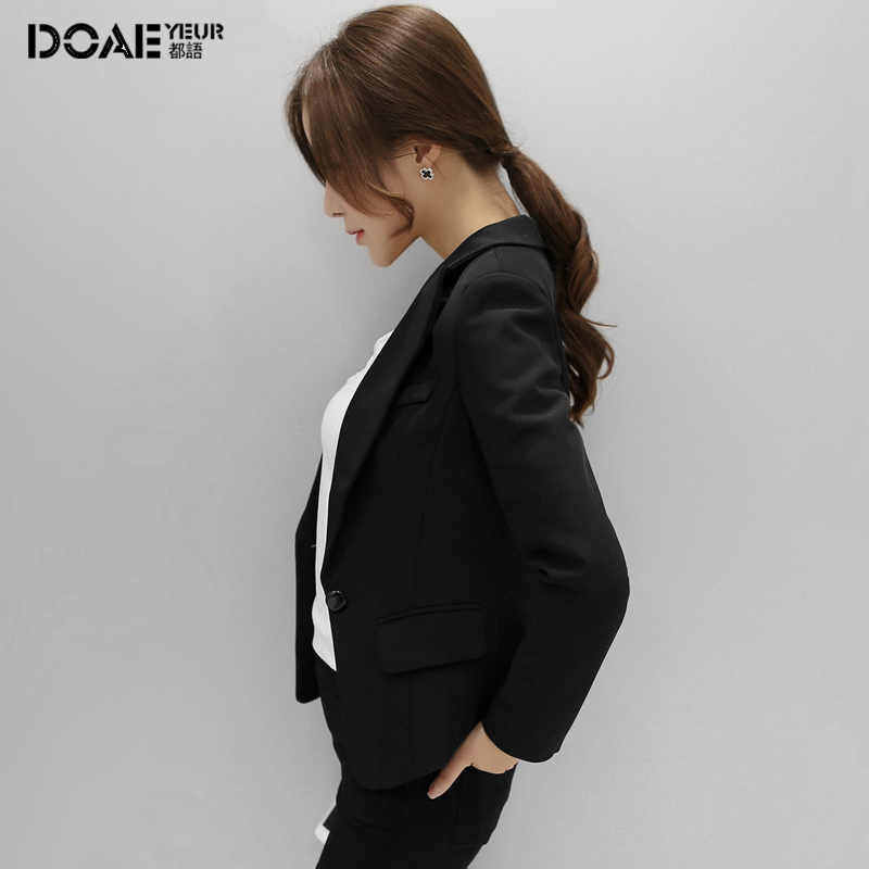 小西装外套女士韩版修身黑色长袖春秋季职业装大码西服女短款上衣