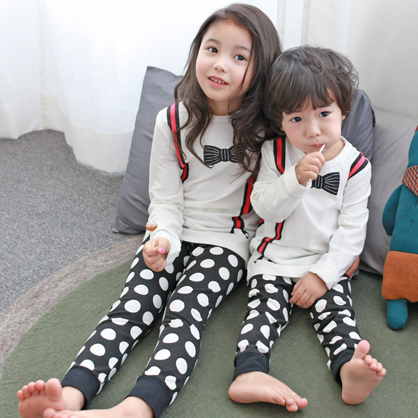 儿童韩版全棉家居服男童女童可爱卡通长袖内衣裤套装韩国童装