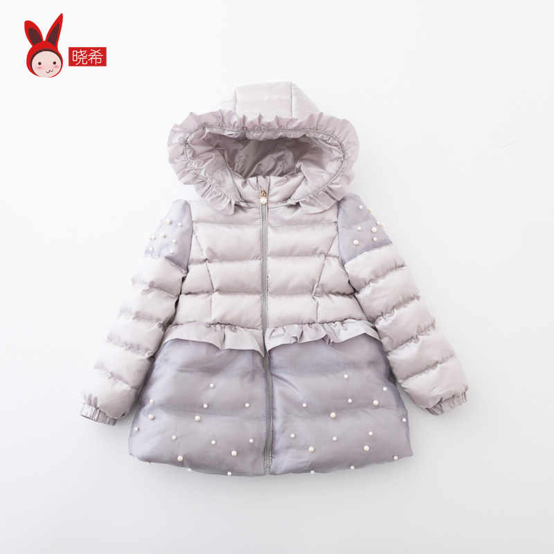 【晓希】2015新款童装冬装儿童女童韩版中长款钉珠棉衣棉袄棉服