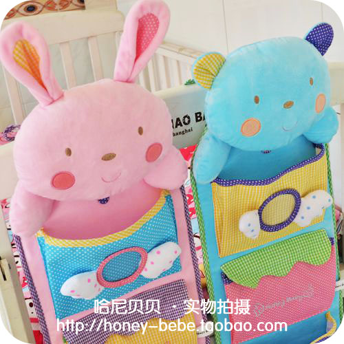 正品韩国卡通挂包婴儿床上用品床头挂袋尿布袋布艺收纳袋多层包邮
