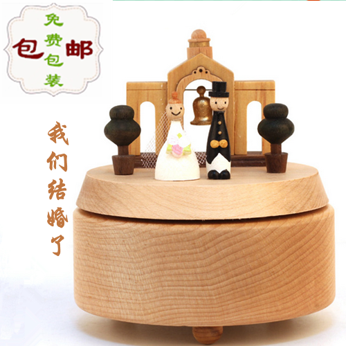 jeancard台湾音乐盒八音盒木质旋转新娘新郎新婚礼物19八3包邮