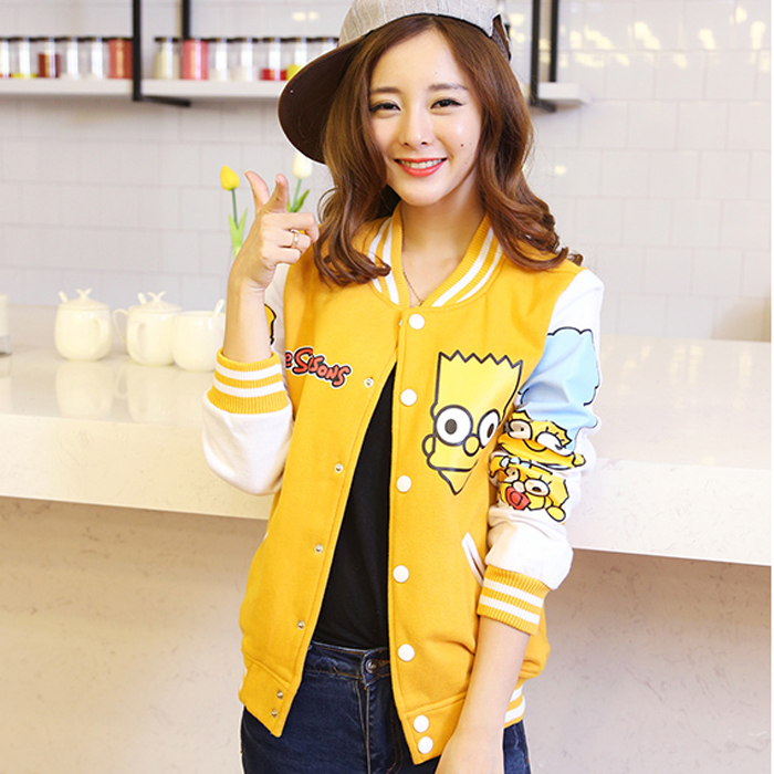 2015秋冬新款韩版长袖棒球服印花棒球衫女装卫衣外套加厚开衫上衣