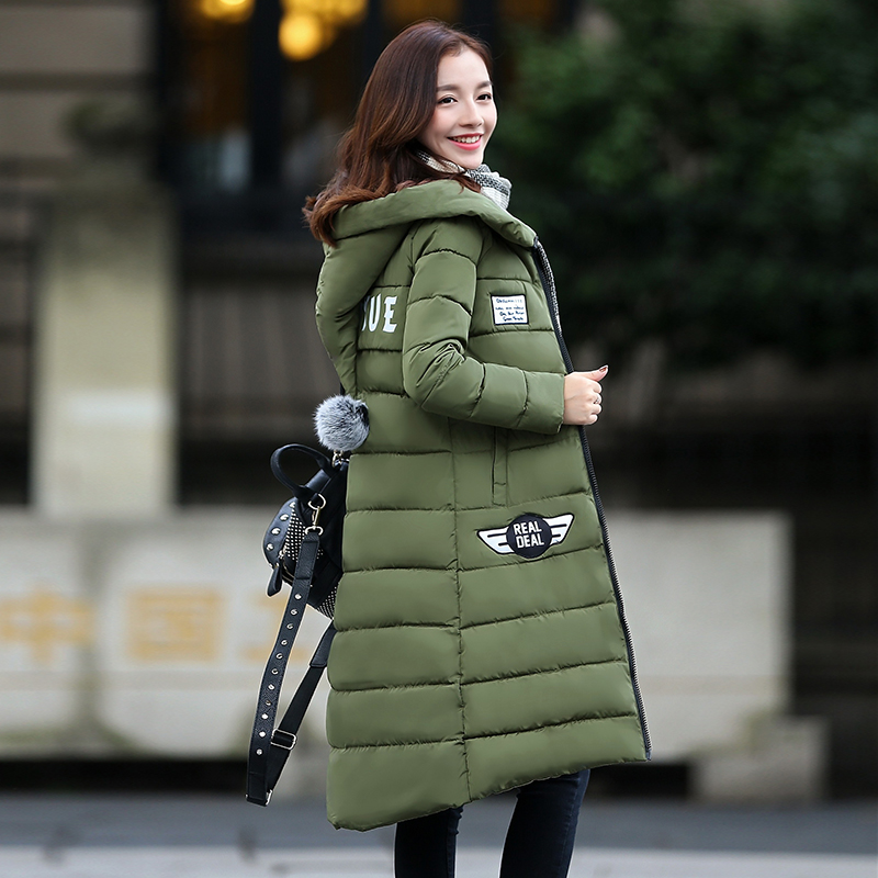 2016冬款新款韩版时尚修身棉衣女中长款加厚大码女式棉服外套连帽