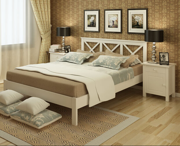 包邮实木儿童床欧式床地中海双人床美式简约松木床可定制