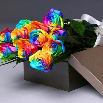 广州情人节鲜花速递许愿玫瑰进口七彩玫瑰永生花礼盒全国顺丰包邮