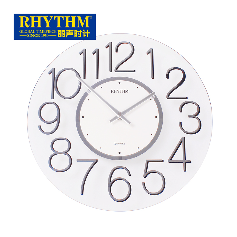 RHYTHM丽声现代品牌简约卧室客厅装饰壁钟挂钟进口超静音石英机芯