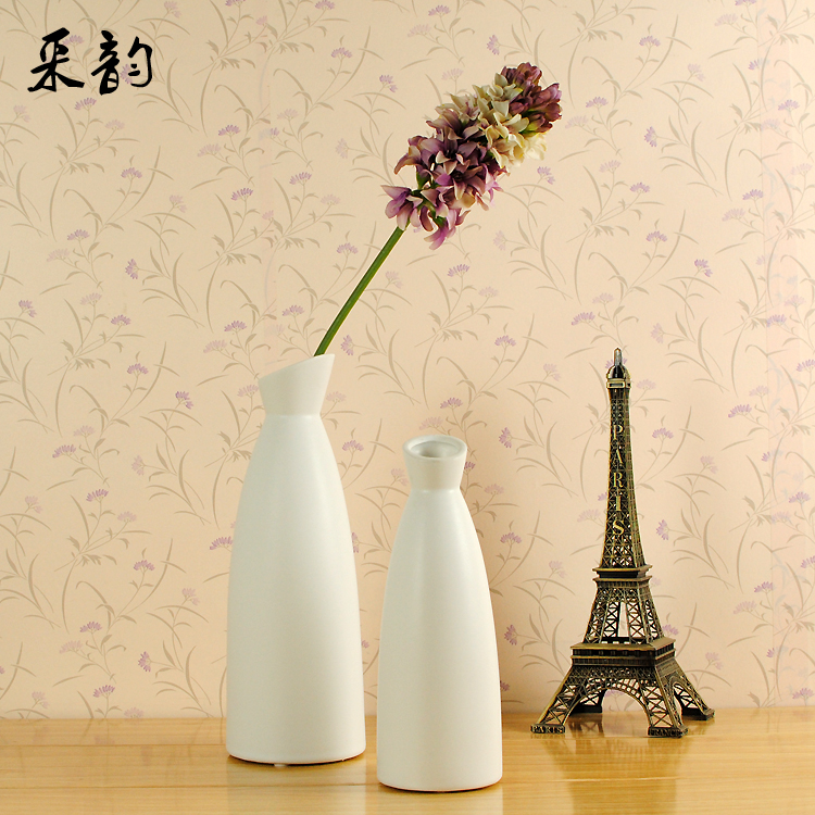 采韵现代工艺品摆件家居装饰品摆设创意白色陶瓷花插花瓶简约时尚