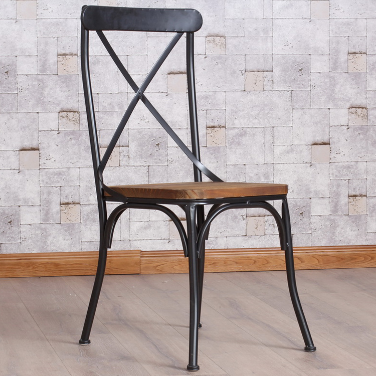 创意美式铁艺仿古做旧西餐椅简约实木桌椅欧式咖啡休闲靠背椅特价
