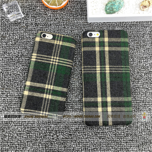 经典小熊格纹iPhone6手机壳6s苹果6plus全包绒布软硅胶防摔保护壳